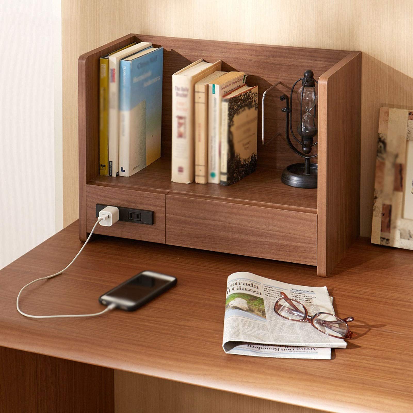 卓上本棚 ／ソケット充電器 ／充電式多機能シンプル収納本棚／JVCケンウッド Amazon.co.jp: 本棚 卓上本棚 ソケット充電器 本棚 充電式デスク 多